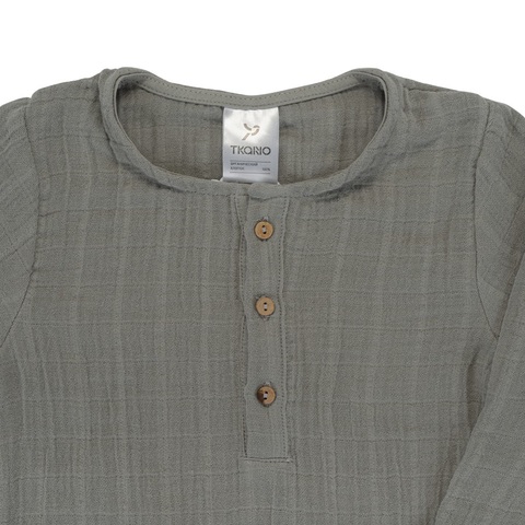 Рубашка из хлопкового муслина серого цвета из коллекции Essential 18-24M Tkano TK20-KIDS-SHI0007
