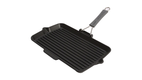 Сковорода для гриля Staub прямоугольная, черная с силиконовой ручкой 34х21 см 1202223
