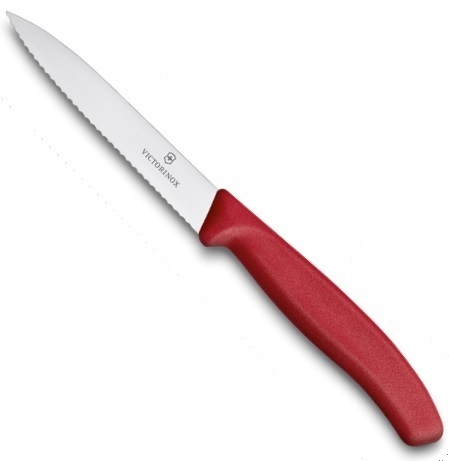 

Нож Victorinox для очистки овощей 10 см волнистое, красный 6.7731