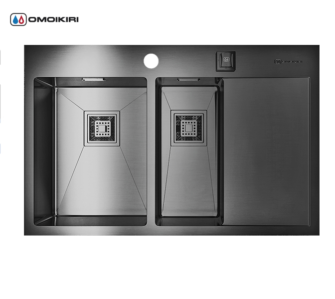 

Кухонная мойка из нержавеющей стали OMOIKIRI Akisame 78-2-GM-L (4993101)