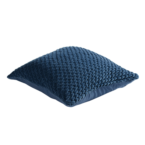 Подушка декоративная стеганая из хлопкового бархата темно-синего цвета из коллекции Essential, 45х45 Tkano TK19-CU0002