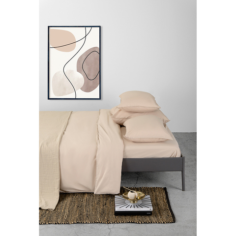 Комплект постельного белья полутораспальный бежевого цвета из органического стираного хлопка из коллекции Essential Tkano TK20-BLI0012