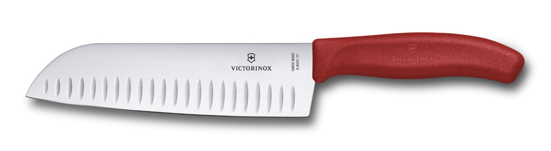 

Нож Victorinox сантоку 17 см рифленое, красный (подарочная упаковка) 6.8521.17G