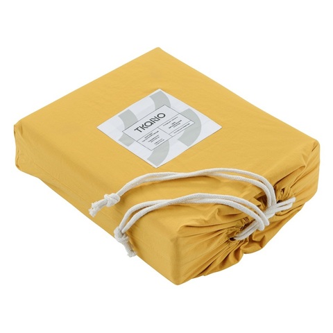 Комплект постельного белья полутораспальный горчичного цвета из органического стираного хлопка из коллекции Essential Tkano TK20-BLI0009