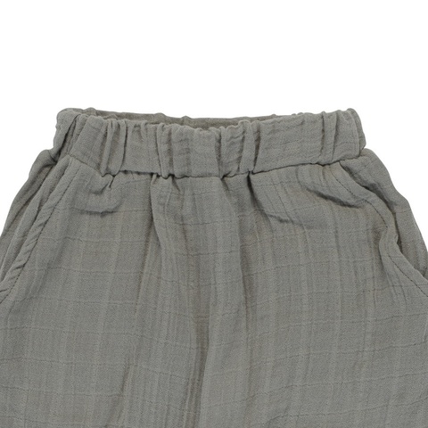 Штаны из хлопкового муслина серого цвета из коллекции Essential 12-18M Tkano TK20-KIDS-PNT0007