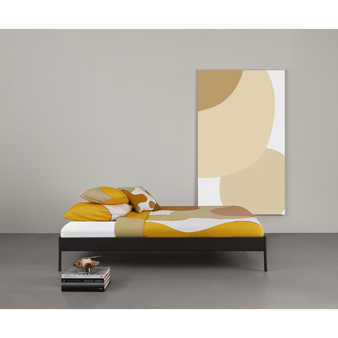 Комплект постельного белья полутораспальный из сатина горчичного цвета с авторским принтом из коллекции Freak Fruit Tkano TK20-DC0047