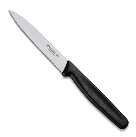 

Нож Victorinox для очистки овощей 10 см волнистое, черный 5.0733