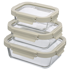 Набор из 3 прямоугольных контейнеров для еды светло-бежевый Smart Solutions ID301RC_7534C