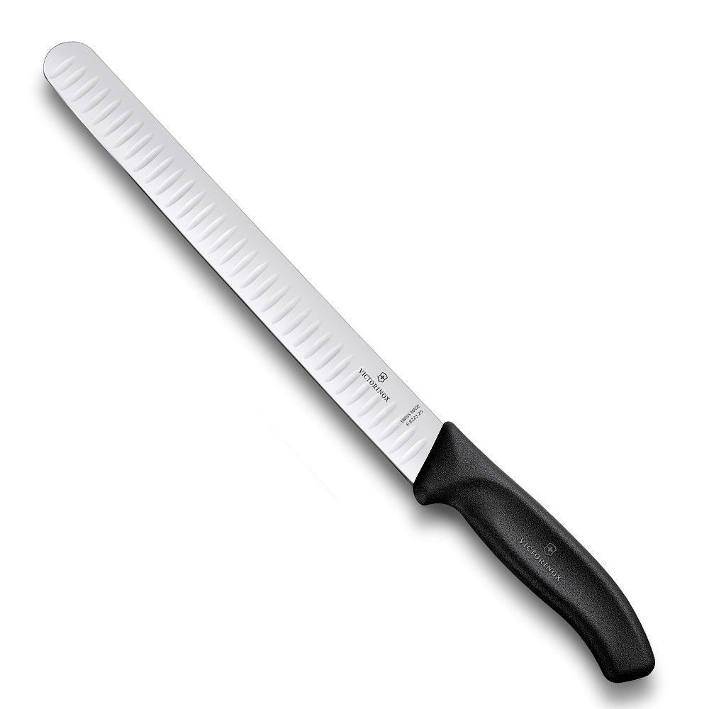 

Нож Victorinox филейный 25 см широкое рифленое черный 6.8223.25