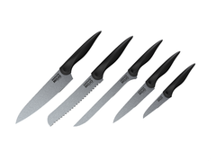 Набор ножей для кухни Samura MOJO / комплект из 5 кухонных ножей (овощной, универсальный, для нарезки, для хлеба, Шеф) SMJ-0250B