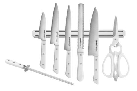 Набор ножей для кухни Samura HARAKIRI / комплект из 5 кухонных ножей, держателя, ножниц и мусата SHR-0280W*