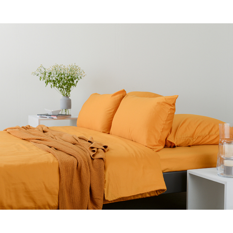 Комплект постельного белья полутораспальный из сатина цвета шафрана из коллекции Wild Tkano TK20-DC0007