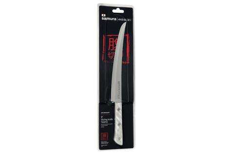 Нож для тонкой нарезки мяса, рыбы, суши, колбасы (слайсер) кухонный Tanto Samura HARAKIRI 230мм SHR-0046AWT
