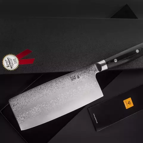 Нож кухонный «китайский шеф» 18 см, (69 слоев) дамасская сталь YAXELL RAN арт.YA36019