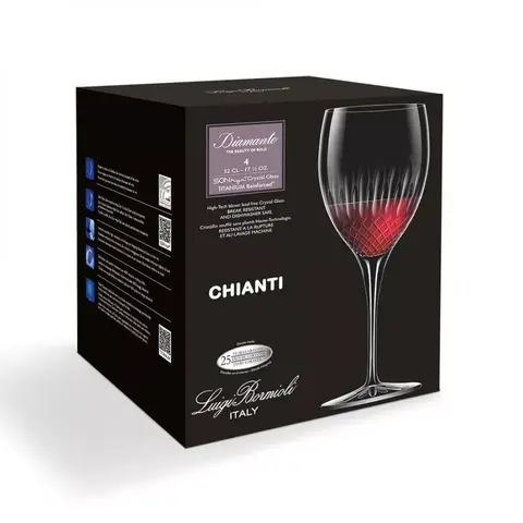 Набор из 4 бокалов для красного вина CHIANTI 520 мл LUIGI BORMIOLI Diamante арт. A12757G1002AA01