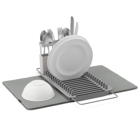 Коврик для сушки посуды с полкой для раковины Udry темно-серый Umbra 1016883-149
