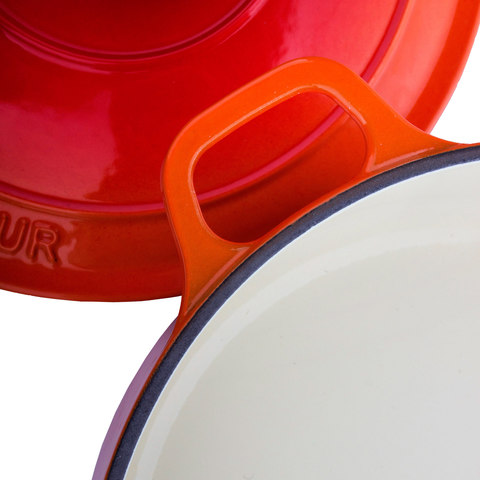 Кастрюля с крышкой чугунная 26см (5,2л), с эмалированным покрытием, CHASSEUR Orange (цвет: оранжевый) арт. 372607