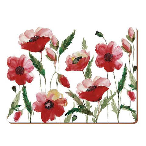Набор из 4 подставок Watercolour Poppy 40x29 Kitchen Craft 5176715