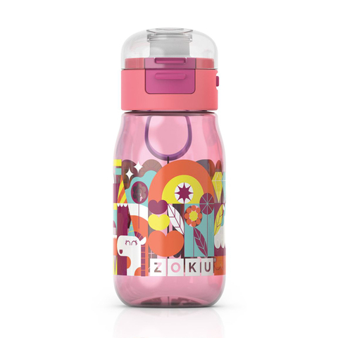 Бутылочка детская с крышкой 475 мл розовая Zoku ZK202-PK