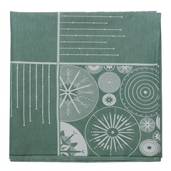 Скатерть из хлопка зеленого цвета с рисунком Ледяные узоры из коллекции New Year Essential, 180х260см Tkano TK21-TC0024
