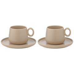 Набор из двух чайных пар бежевого цвета из коллекции Essential, 250 мл