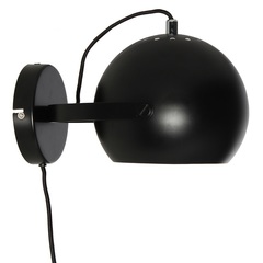 Лампа настенная Ball с подвесом, черная матовая, черный шнур Frandsen 43546505001