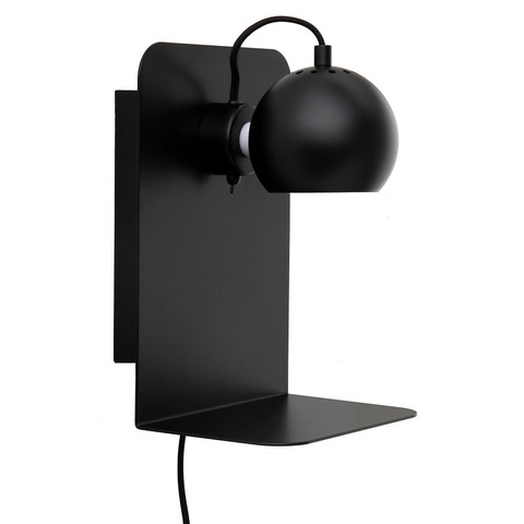 Лампа настенная Ball с разъемом USB, черная матовая с черным шнуром Frandsen 401665011