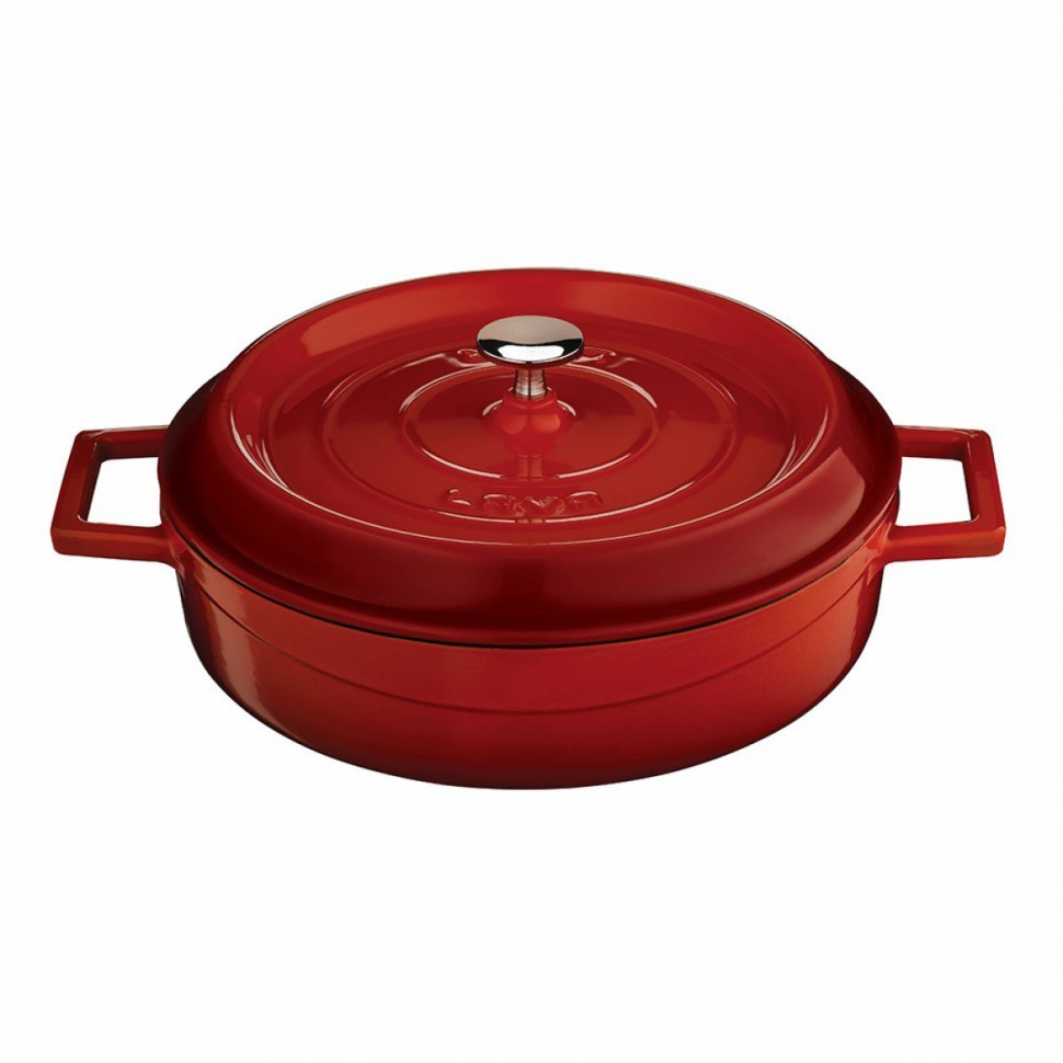 

Литой чугунный сотейник с крышкой LAVA RED 28см LVYST28K2R