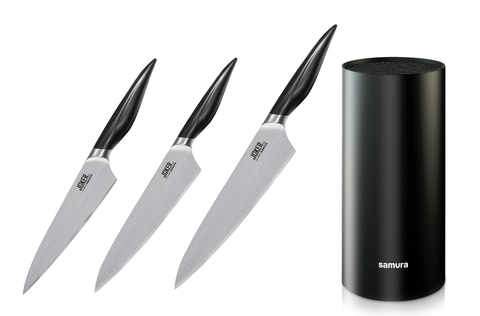 Комплект из 3 кухонных ножей Samura Joker и подставки 224542241