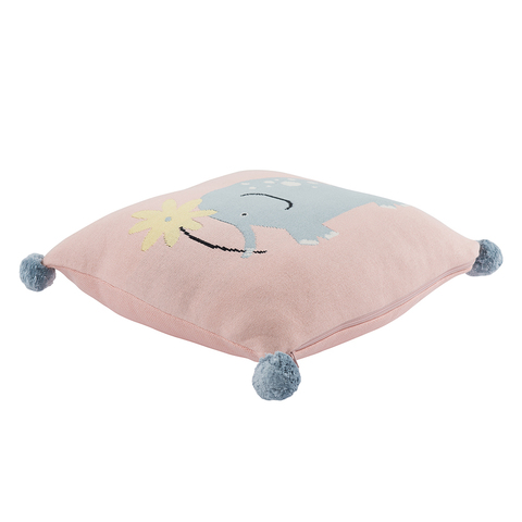 Подушка декоративная с помпонами Слоник Lou из коллекции Tiny world 35х35 см Tkano TK20-KIDS-CU0001