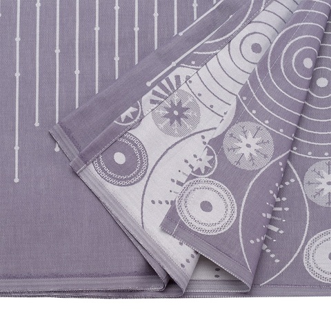 Скатерть из хлопка фиолетово-серого цвета с рисунком Ледяные узоры, New Year Essential, 180х180см Tkano TK21-TC0025