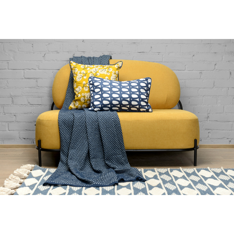 Чехол для подушки с двустронним принтом Twirl темно-синего цвета и декоративной окантовкой Tkano TK18-CC0005