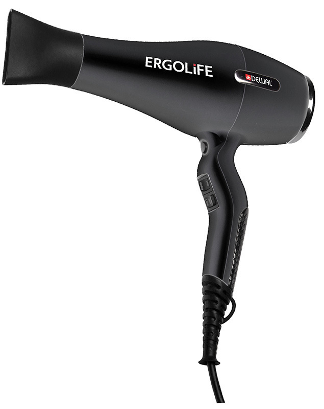 

Фен Dewal ErgoLife, 2200 Вт, ионизация, 2 насадки, черный 03-001 Black