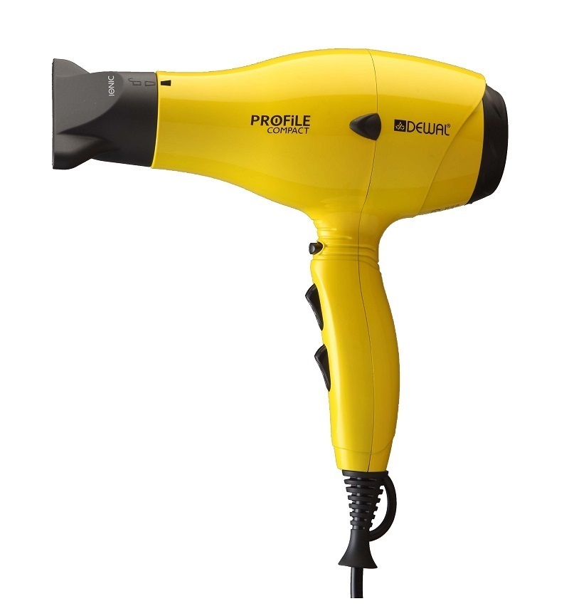 

Фен Dewal Profile Compact, 2000 Вт, ионизация, 2 насадки, желтый 03-119 Yellow