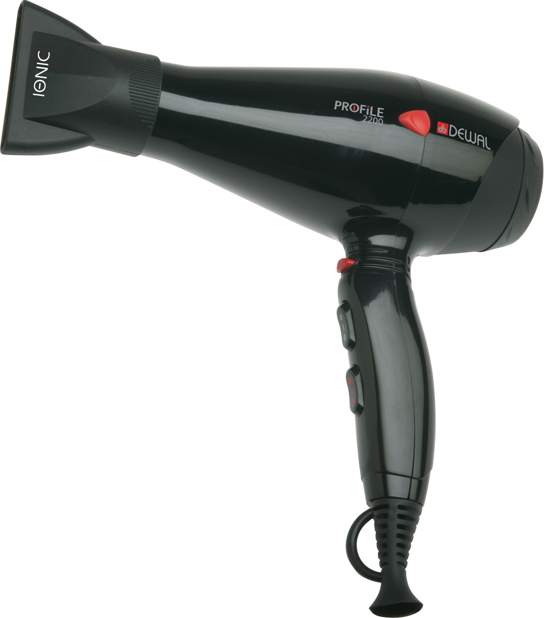 

Фен Dewal Profile-2200, 2200 Вт, ионизация, 2 насадки, черный* 03-120 Black
