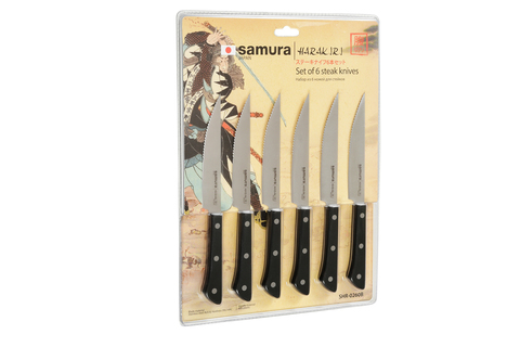 Набор стейковых ножей 6 в 1 Samura Harakiri SHR-0260B/K