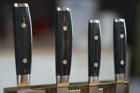 Комплект из 4 кухонных ножей (69 слоев) YAXELL RAN и подставки