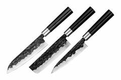 Комплект из 3 кухонных ножей Samura BLACKSMITH и точилки (упакованы отдельно)