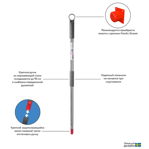 Набор Nordic Stream из телескопической ручки 160 см и основания для швабры 41 см 15305_15308