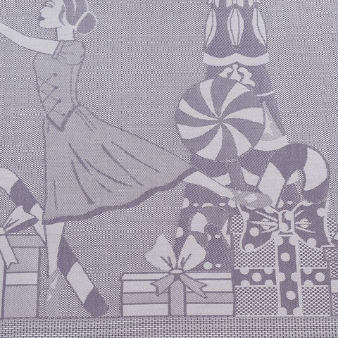 Скатерть из хлопка фиолетово-серого цвета с рисунком Щелкунчик, New Year Essential, 180х180см Tkano TK21-TC0029