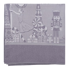 Скатерть из хлопка фиолетово-серого цвета с рисунком Щелкунчик, New Year Essential, 180х260см Tkano TK21-TC0030