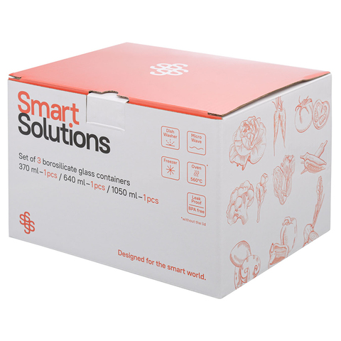Набор из 3 прямоугольных контейнеров для еды розовый Smart Solutions ID301RC_488C