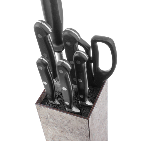 Подставка для кухонных ножей универсальная, 23х10 см., мрамор серый арт.PDN103031OA4