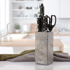 Подставка для кухонных ножей универсальная, 23х10 см., мрамор серый арт.PDN103031OA4