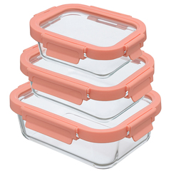 Набор из 3 прямоугольных контейнеров для еды розовый Smart Solutions ID301RC_488C