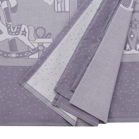 Скатерть из хлопка фиолетово-серого цвета с рисунком Щелкунчик, New Year Essential, 180х260см Tkano TK21-TC0030