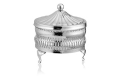 Сахарница круглая с крышкой Queen Anne 11см, сталь, стекло, посеребрение QA-0/4907
