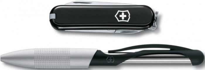 

Набор подарочный Victorinox (нож 0.6223.3 + ручка Cabrio), черный, ручка с синими чернилами 4.4343.2