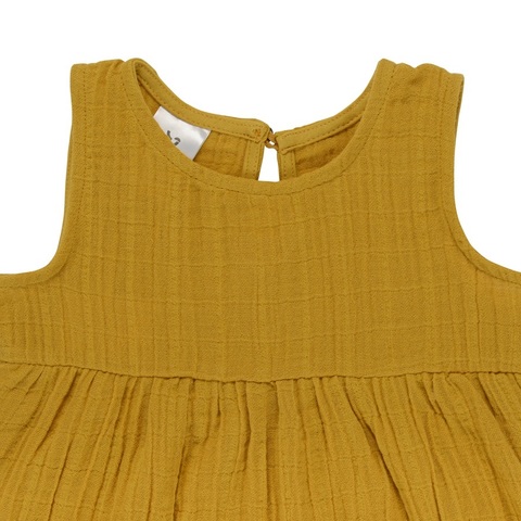Платье без рукава из хлопкового муслина горчичного цвета из коллекции Essential 12-18M Tkano TK20-KIDS-DRS0001