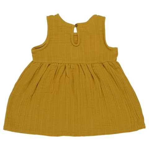 Платье без рукава из хлопкового муслина горчичного цвета из коллекции Essential 24-36M Tkano TK20-KIDS-DRS0003